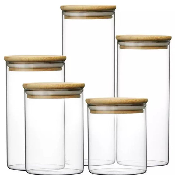Athys - Glasbehälter Set mit Bambusdeckel